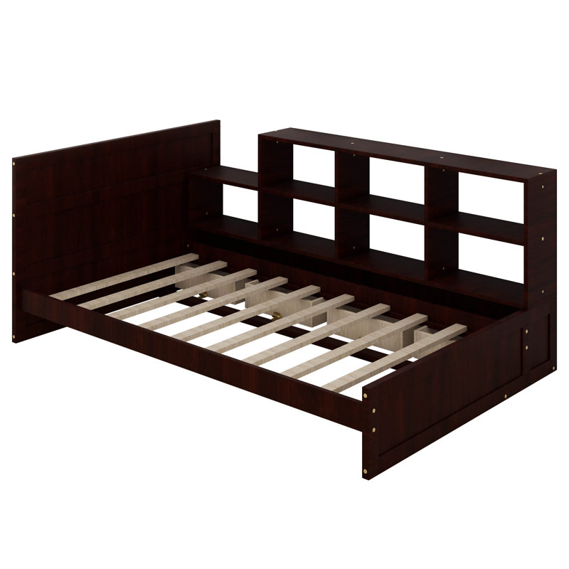 Winston Porter Kazal Twin Size Platform Bed with Drawers and Shelves
